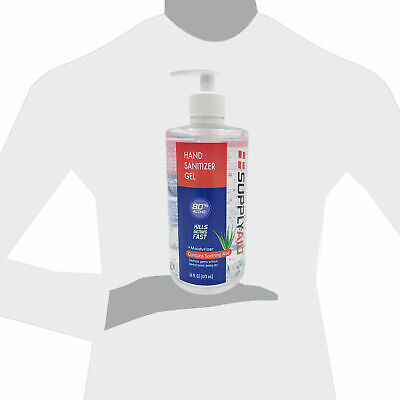 SUPPLYAID 80% Alcohol Hand Sanitizer Gel with Aloe | FDA # 74035-1051-5 | 16-Oz - Fresh Stock Dated February 2026