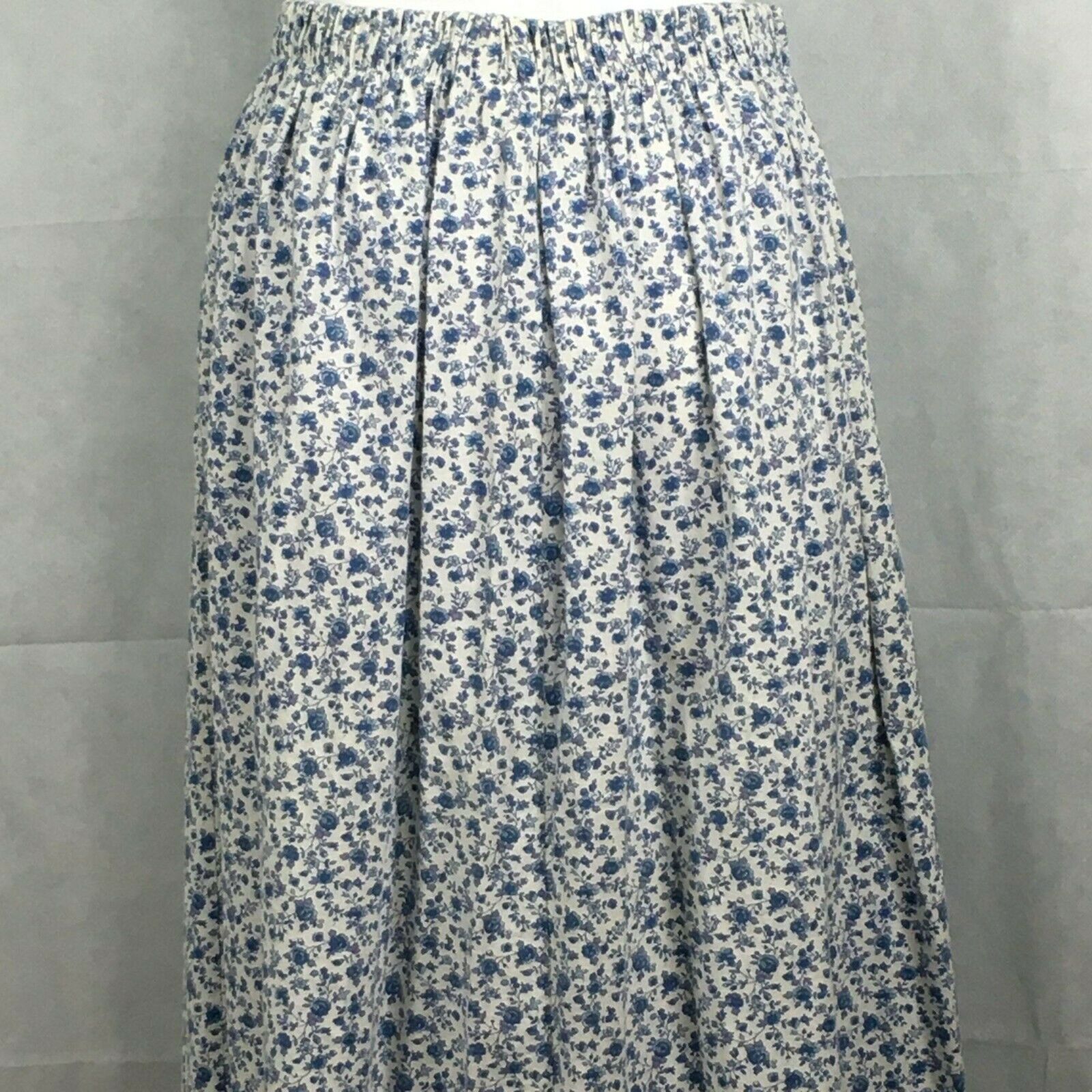 Sweater Loft Vintage 80s Cottagecore Blue Floral Print Cotton Midi Skirt Sz M - Fresh Stock Dated February 2026
