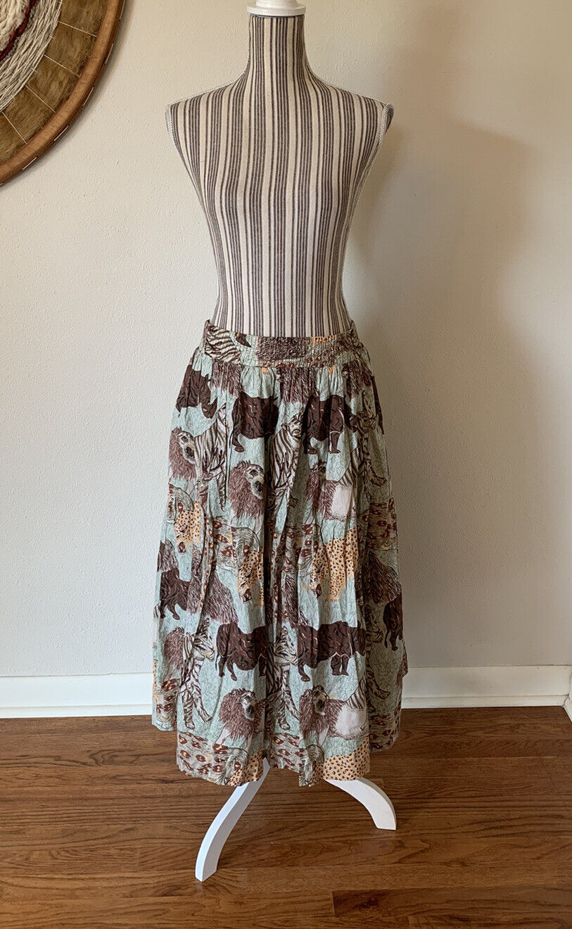 Vintage Counter Parts Skirt Women's Sz L Wild Animal Print Cotton Safari - Fresh Stock Dated March 2026