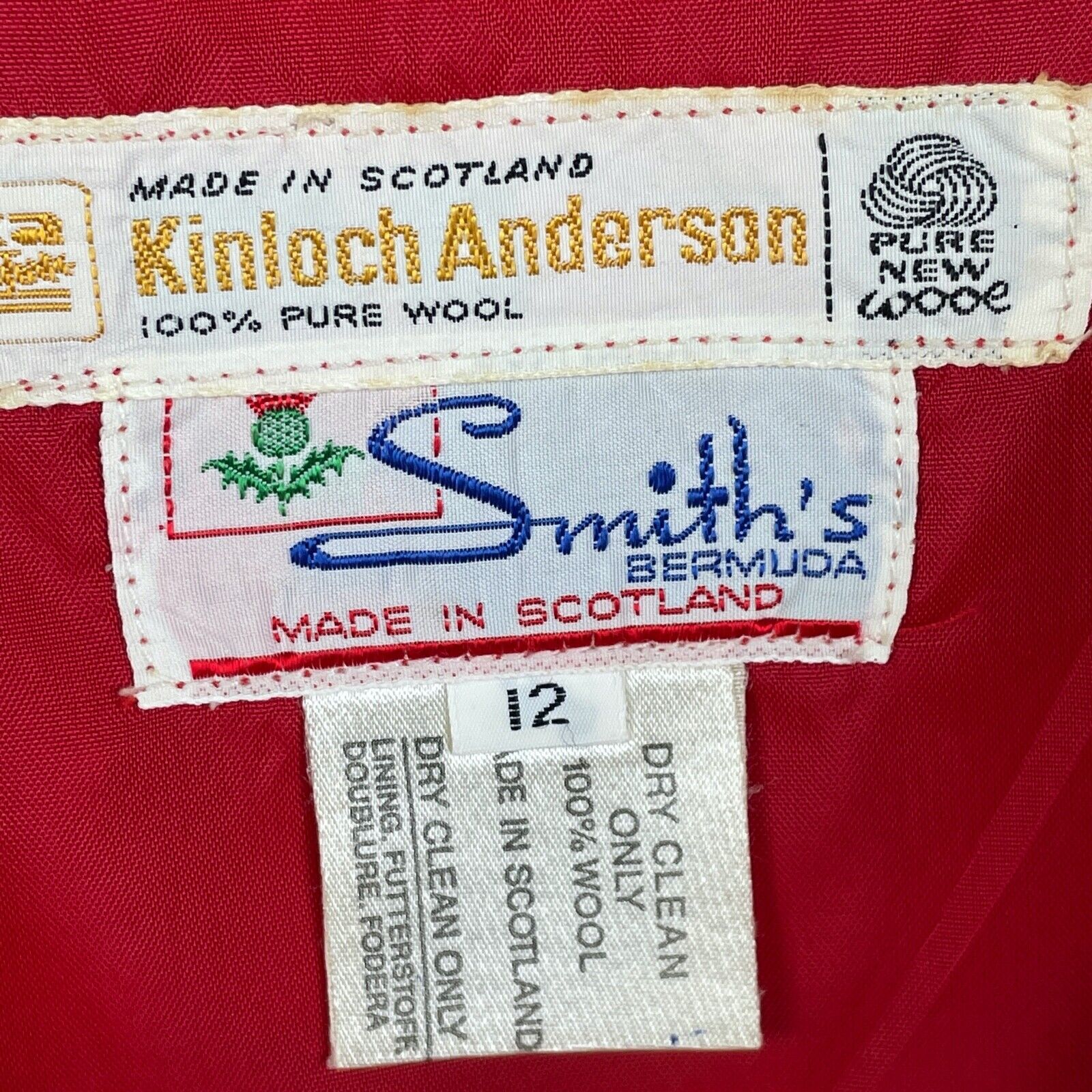 Vintage Kinloch Anderson Scotland Red Plaid Long Wool Skirt Women's Size 12 - Fresh Stock Dated March 2026