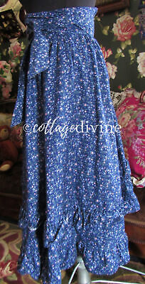 Victorian Style Blue Calico Sash Tie Gunne Sax Gunnies Vtg 1970s Prairie Skirt - Fresh Stock Dated February 2026
