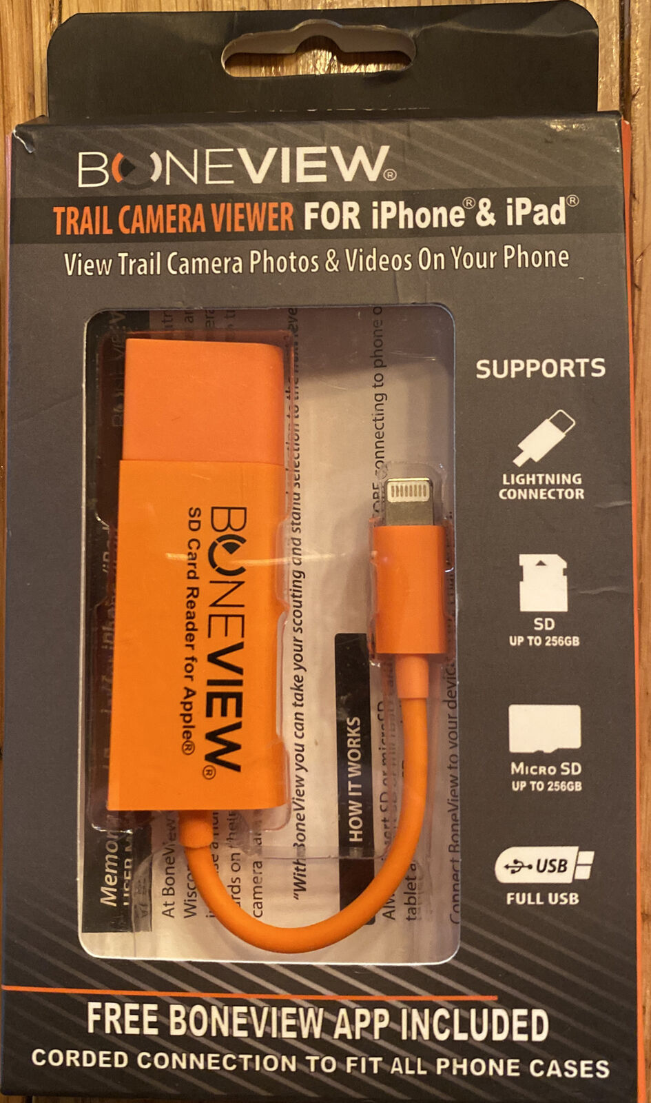 Trail Camera Card Viewer BoneView BV2001 SD Reader for Apple iPhones and iPad - Fresh Stock Dated February 2026