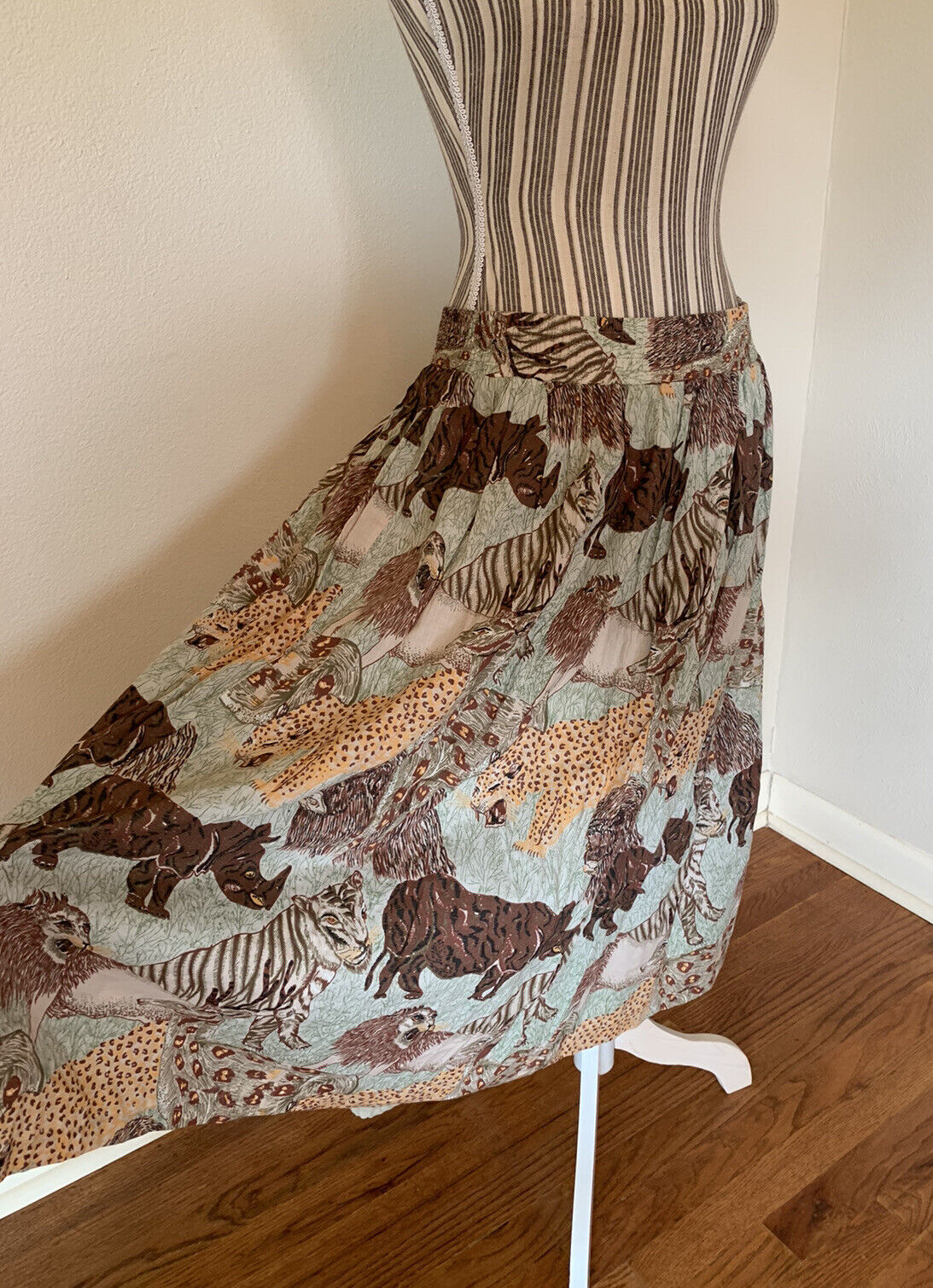Vintage Counter Parts Skirt Women's Sz L Wild Animal Print Cotton Safari - Fresh Stock Dated March 2026