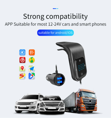 Bluetooth car FM Transmitter mp3 Player handfree Radio Adapter SD TF USB CHARGER - Fresh Stock Dated December 2025