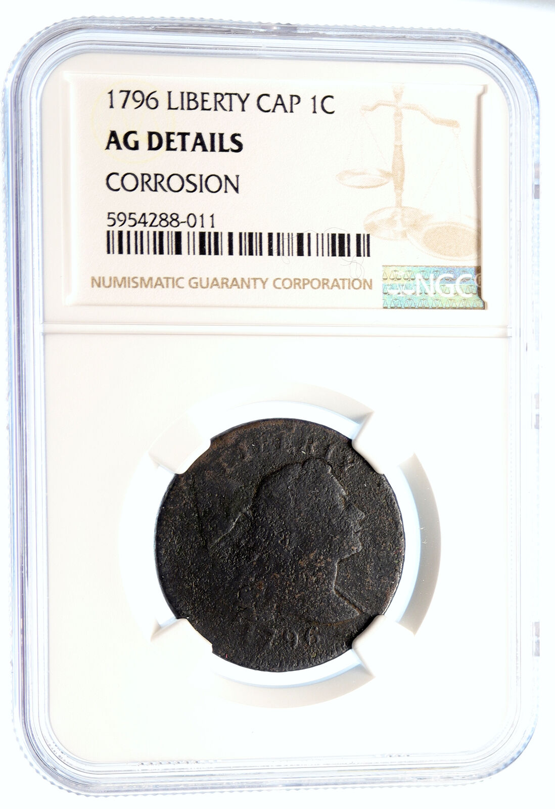 1796 UNITED STATES US Vintage ANTIQUE OLD Liberty Cap Cent Coin NGC i95567 - Fresh Stock Dated February 2026