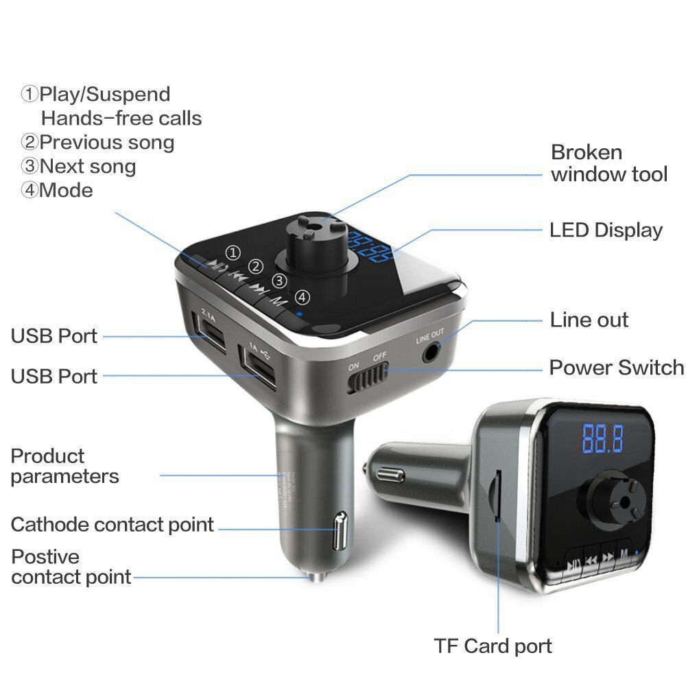 Wireless In-Car Bluetooth FM Transmitter Radio Adapter, FM Transmitter Aux Worke - Fresh Stock Dated February 2026