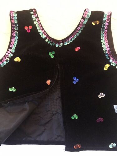 Girls vintage 1950’s Black Velvet Sequin Circle Skirt And Top Set - Fresh Stock Dated February 2026