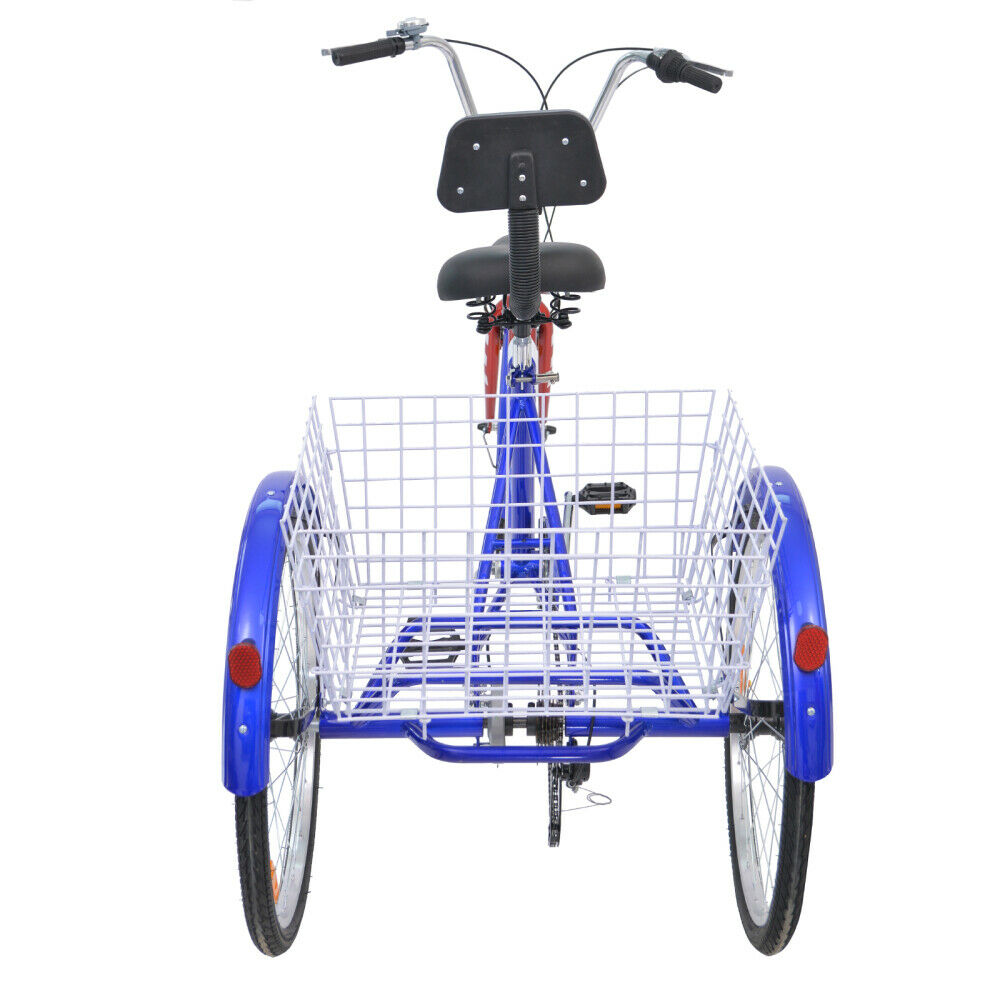 Adults Tricycle 7Speed Cruiser Trike 24Inch 3Wheels Bike Shopping Picnic Outdoor - Fresh Stock Dated February 2026