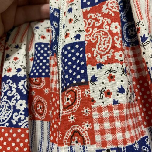 Vintage Prairie skirt maxi long Medium Peasant bandana print red white blue - Fresh Stock Dated February 2026
