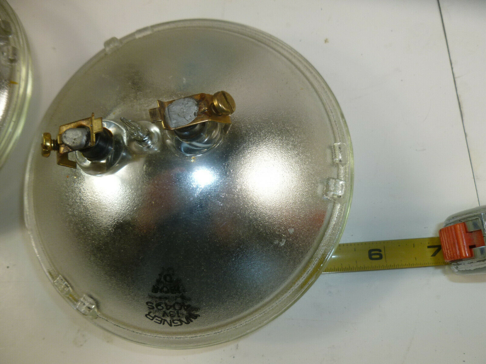 Two WAGNER 4049S 13volt 150 watt Smooth Face 5' Spot Light Bulb Glass Clear Eye - Fresh Stock Dated February 2026