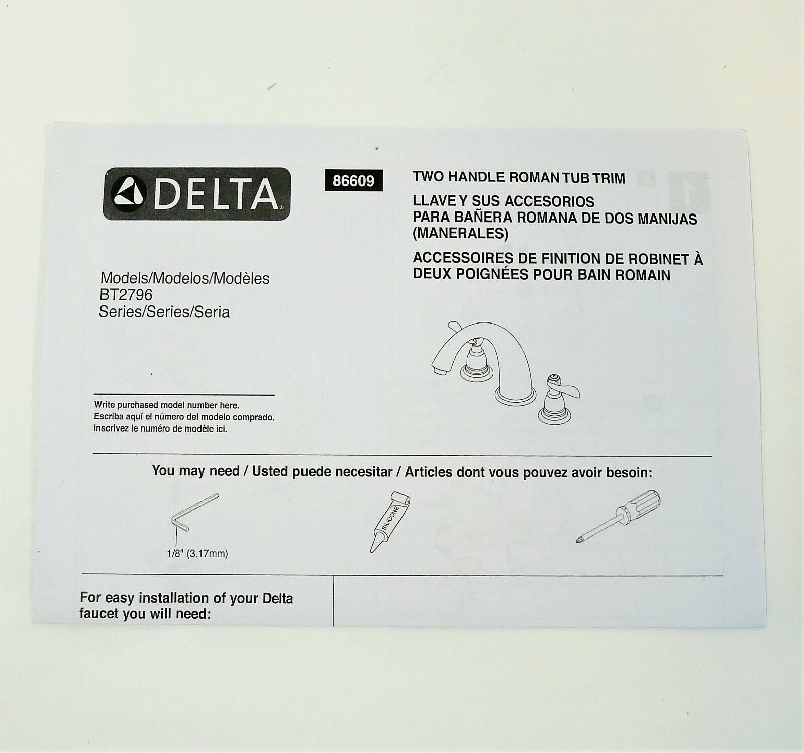 Delta Roman Tub Trim Only in Stainless BT2796-SS - OPEN BOX - Fresh Stock Dated December 2025
