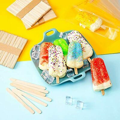 100 Pieces Popsicle Bags Ice Cream Clear Plastic And Wooden Sticks For DIY (4.49 - Fresh Stock Dated February 2026