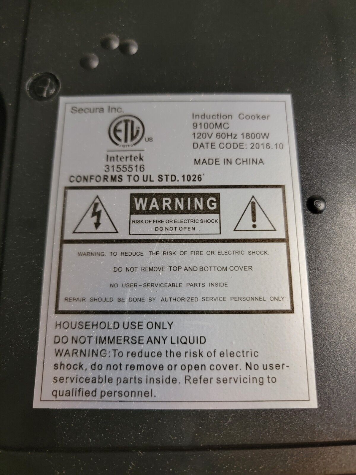 SECURA 9100MC Portable Induction Cooktop Countertop Burner, 1800W Black TESTED!! - Fresh Stock Dated February 2026