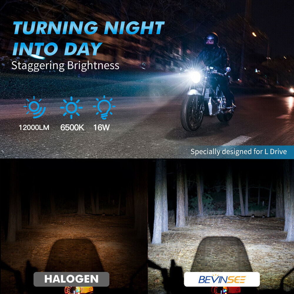 For Harley H4 9003 Projector Lens LED Headlight Retrofit Lamp High Low Beam Bulb - Fresh Stock Dated February 2026