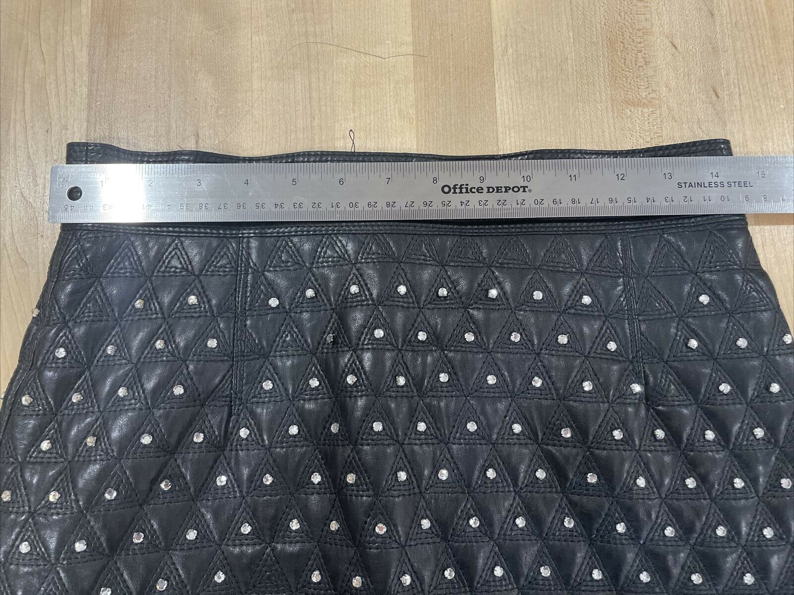 Vintage Gianni Versace 100% Leather Crystal Embellished Skirt, Approx. Size US 2 - Fresh Stock Dated March 2026