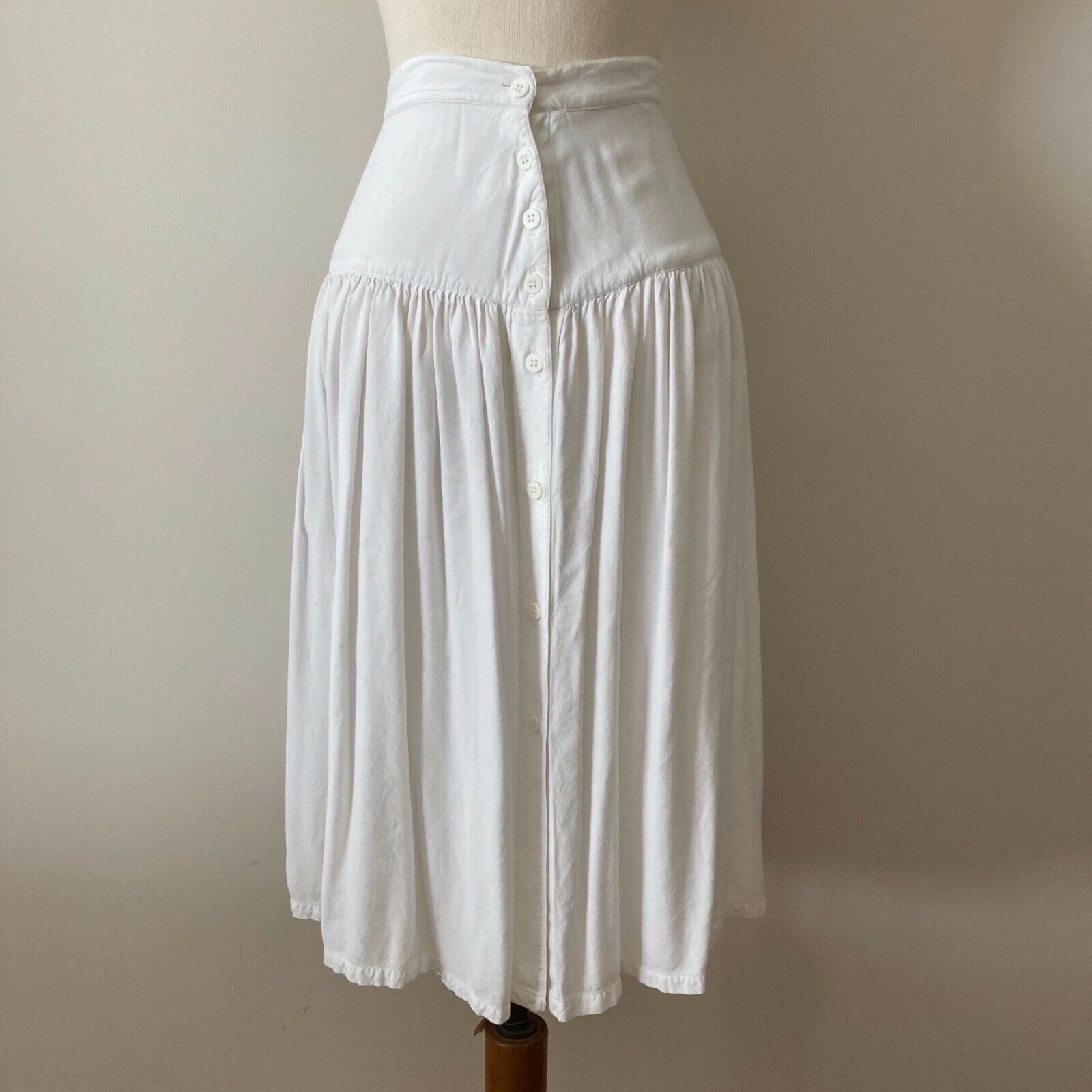 vtg Vintage French Connection white button up skirt high waisted vintage 80s 90s - Fresh Stock Dated March 2026