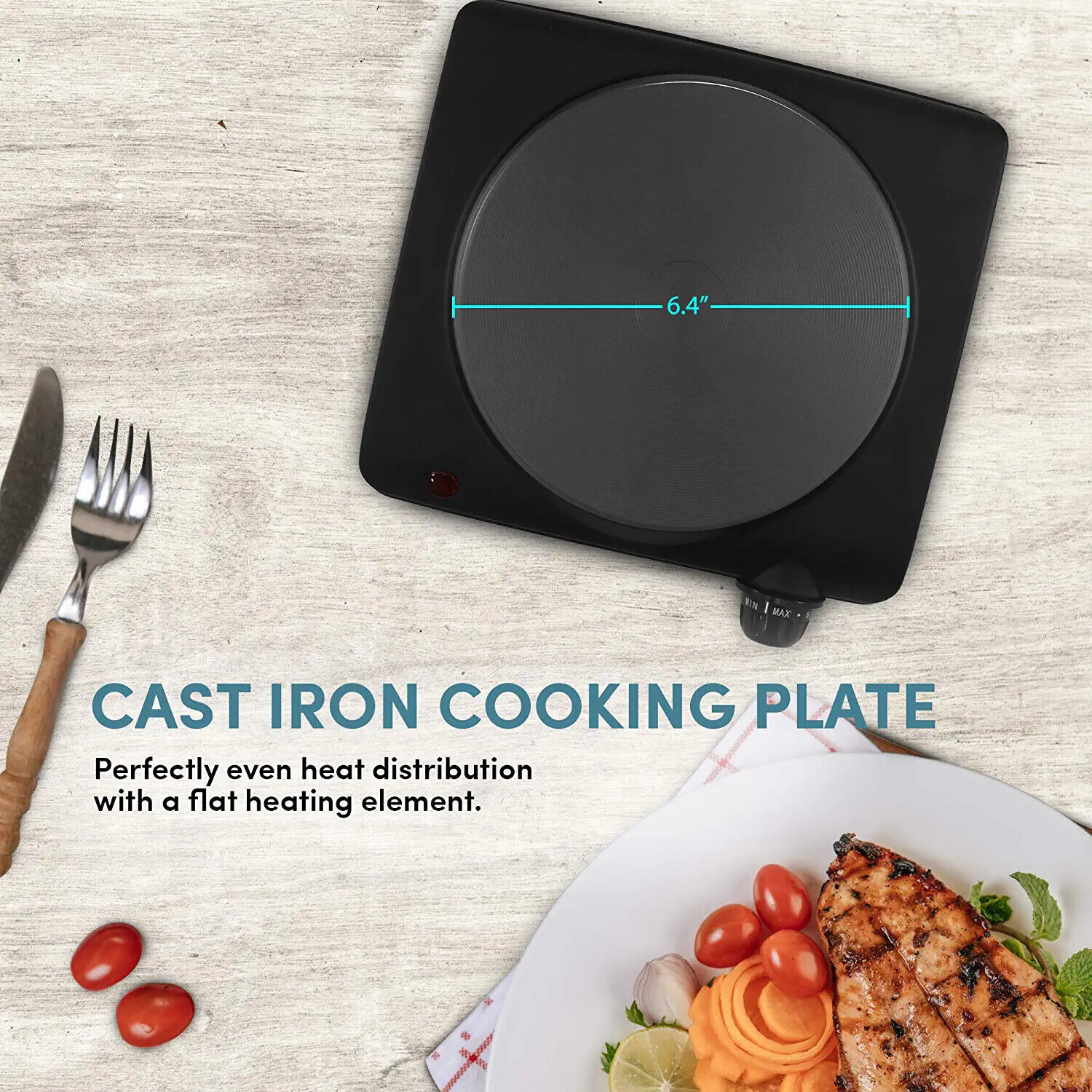 Elite Gourmet ESB-301BF# Countertop Single Cast Iron Burner, 1000 Watts - Fresh Stock Dated February 2026