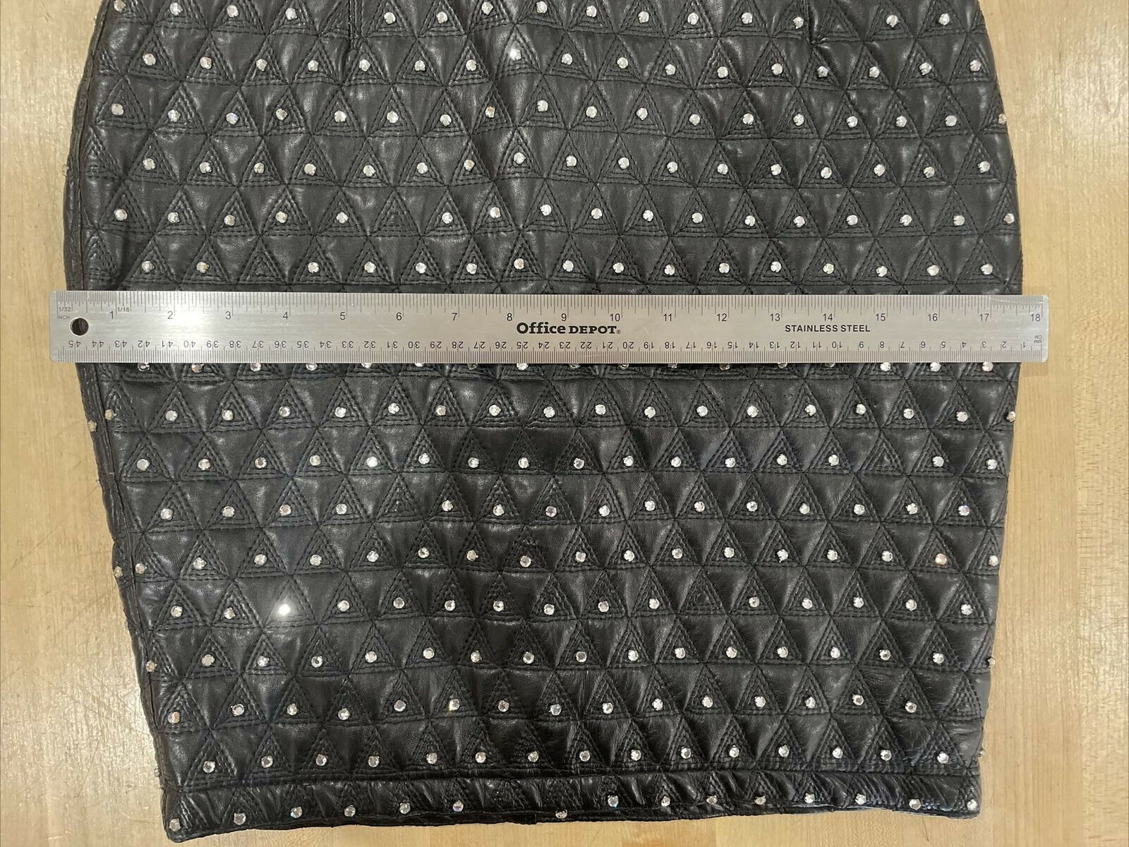 Vintage Gianni Versace 100% Leather Crystal Embellished Skirt, Approx. Size US 2 - Fresh Stock Dated March 2026