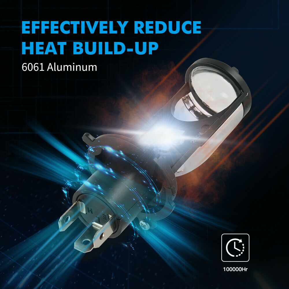 For Harley H4 9003 Projector Lens LED Headlight Retrofit Lamp High Low Beam Bulb - Fresh Stock Dated February 2026