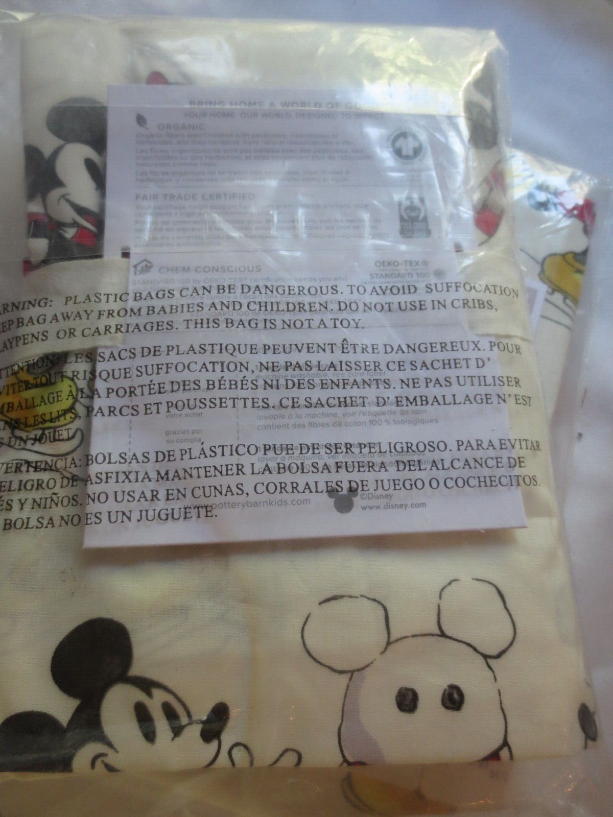 Pottery Barn Mickey Mouse Standard ORGANIC Pillowcase Christmas  Disney NWT - Fresh Stock Dated February 2026