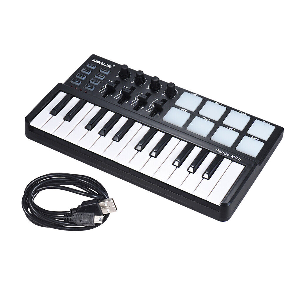 WORLDE Mini 25-Key MIDI Keyboard Controller 8 Colorful Backlit Trigger Pads USB - Fresh Stock Dated February 2026