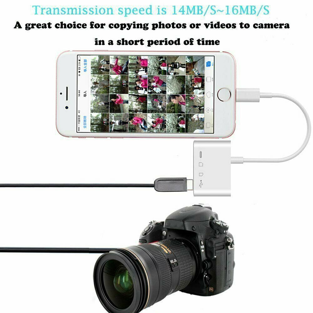 4in1 USB to Card Reader Adapter USB Camera Micro SD Memory Slot for iPhone iPad - Fresh Stock Dated February 2026