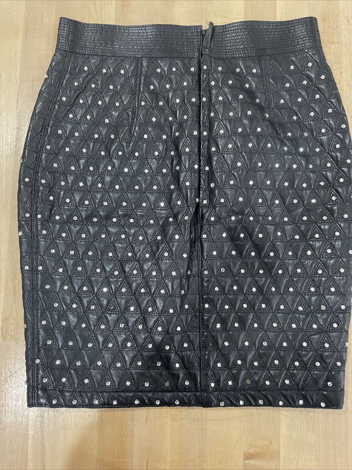 Vintage Gianni Versace 100% Leather Crystal Embellished Skirt, Approx. Size US 2 - Fresh Stock Dated March 2026