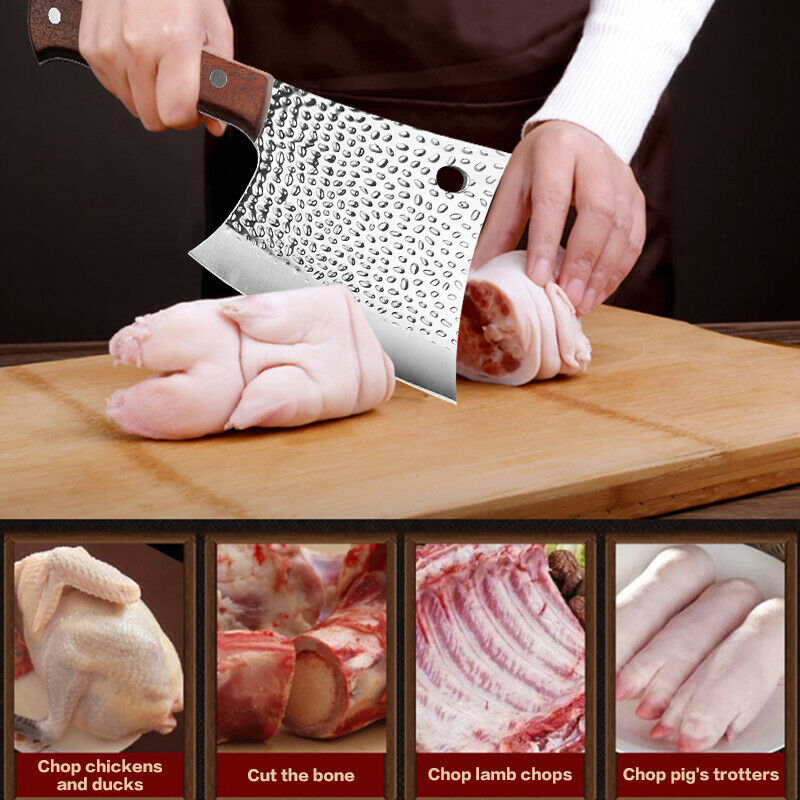 Chef Butcher Knife Bone Chopping Stainless Steel Forged Cleaver Kitchen Knife - Fresh Stock Dated December 2025