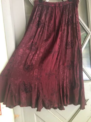 VINTAGE BRAYA EMBROIDED LONG WINE BOHO/HIPPPIE SKIRT - Fresh Stock Dated February 2026