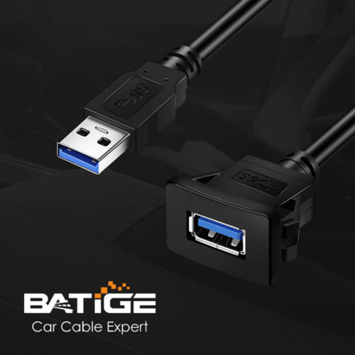 BATIGE Square Single Port USB 3.0 Panel Flush Mount Extension Black, Blue - Fresh Stock Dated February 2026