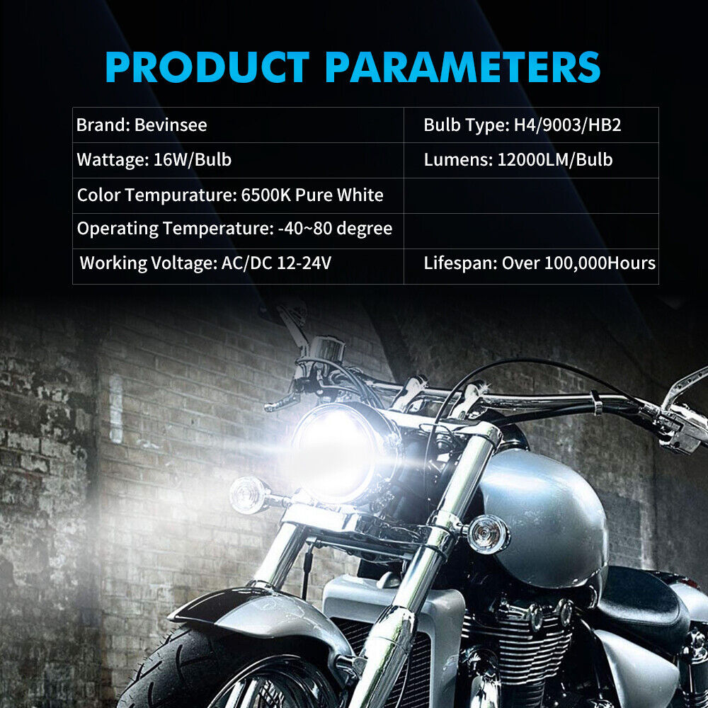 For Harley H4 9003 Projector Lens LED Headlight Retrofit Lamp High Low Beam Bulb - Fresh Stock Dated February 2026