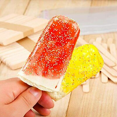 100 Pieces Popsicle Bags Ice Cream Clear Plastic And Wooden Sticks For DIY (4.49 - Fresh Stock Dated February 2026