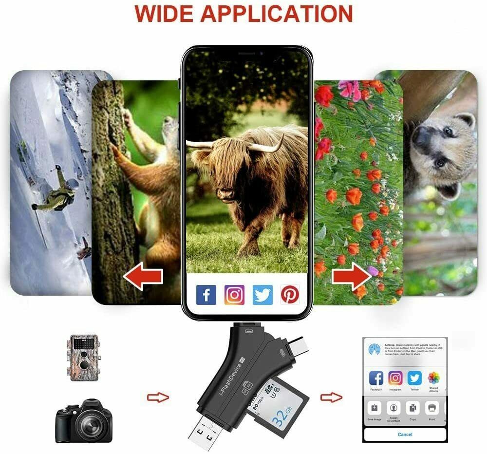 Video Game & Trail Camera Viewer SD &Micro SD Memory Card Reader for iPhone iPad - Fresh Stock Dated February 2026
