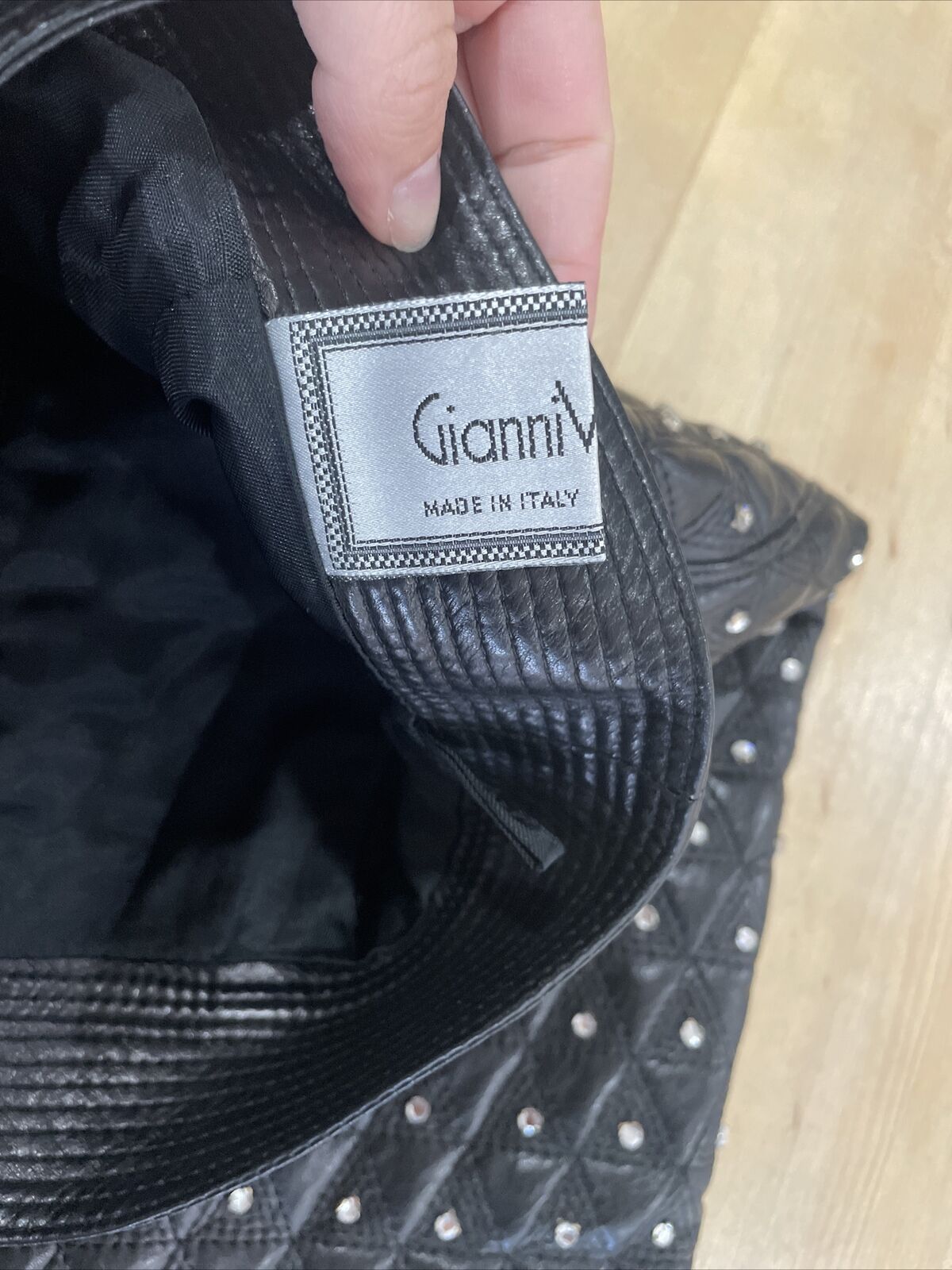 Vintage Gianni Versace 100% Leather Crystal Embellished Skirt, Approx. Size US 2 - Fresh Stock Dated March 2026