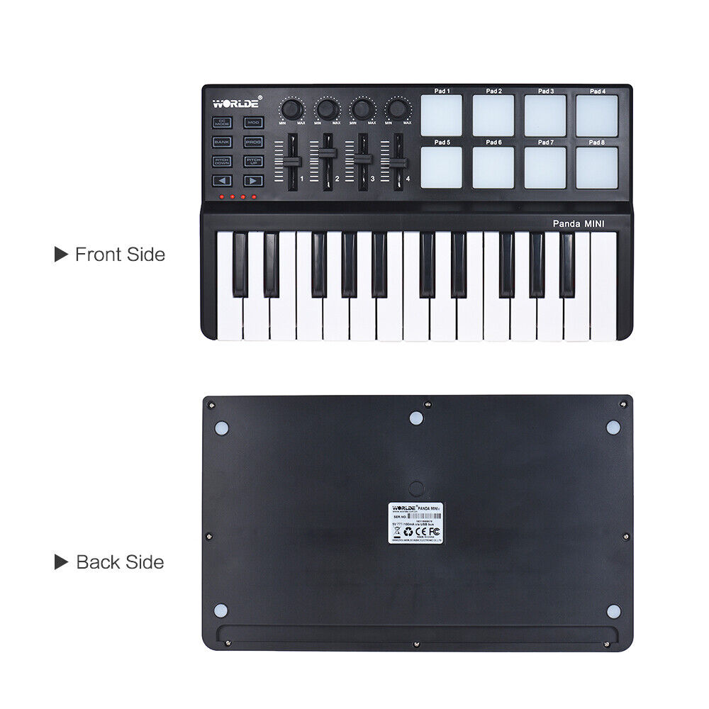 WORLDE Mini 25-Key MIDI Keyboard Controller 8 Colorful Backlit Trigger Pads USB - Fresh Stock Dated February 2026