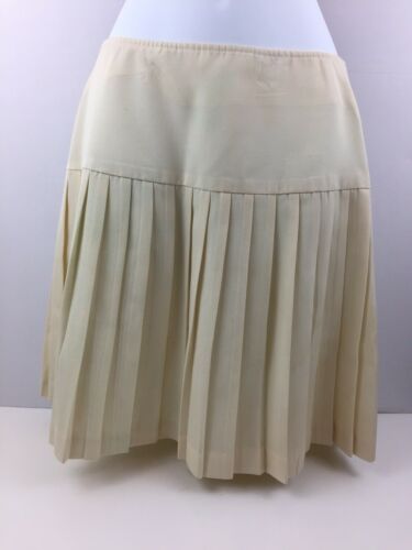 Vintage EXPRESS Pleated Cheerleader Drop Waist Fitted Ivory Poly / Wool Skirt - Fresh Stock Dated February 2026