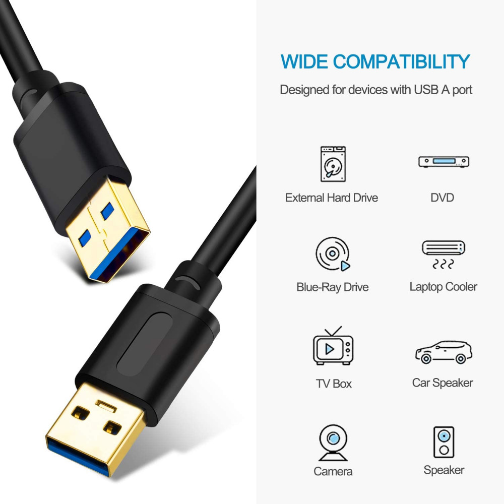 USB 3.0 A to A Male Cable 3Ft,USB 3 Ft - Fresh Stock Dated February 2026