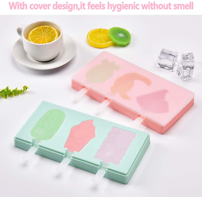 Silicone Popsicle Molds, 4 Pack Ice Pop Molds for Kids, Reusable Easy Release Ca - Fresh Stock Dated February 2026