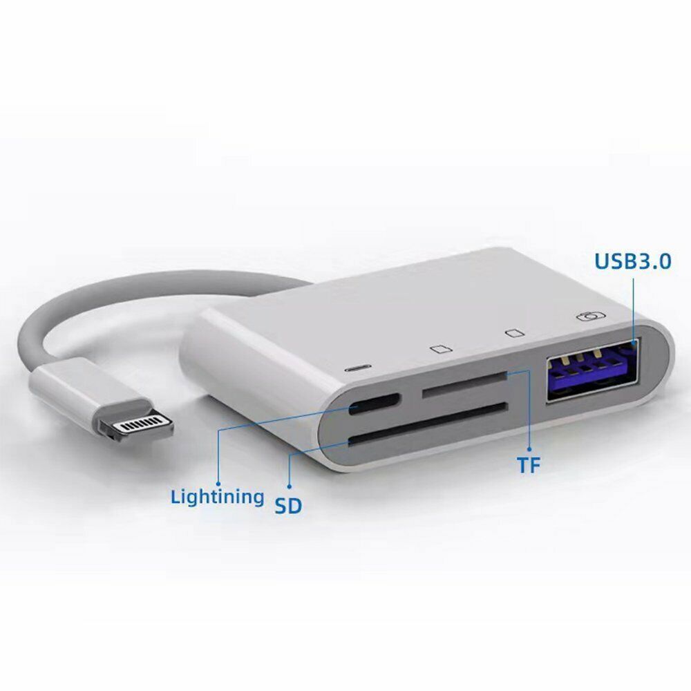 4in1 USB to Card Reader Adapter USB Camera Micro SD Memory Slot for iPhone iPad - Fresh Stock Dated February 2026