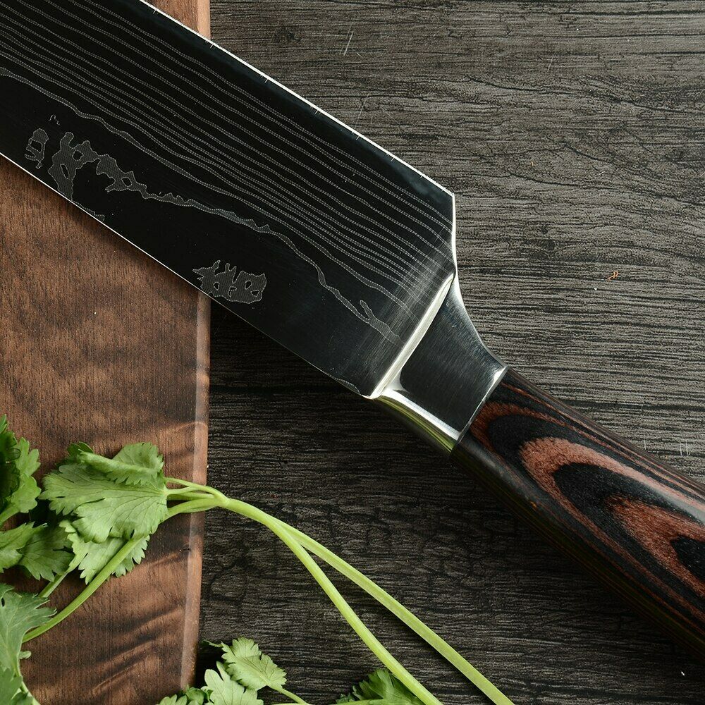 7'' Kitchen Cleaver Knife Stainless Steel Japanese Damascus Style Chef's Knife - Fresh Stock Dated December 2025