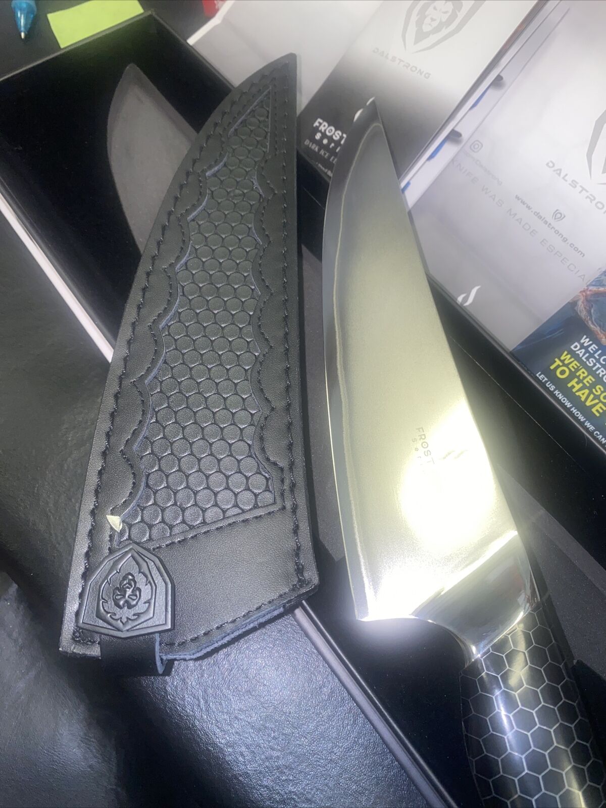 Dalstrong Frost Fire Series 8” Chef Knife w Honeycomb Handle Design Sheath - Fresh Stock Dated December 2025