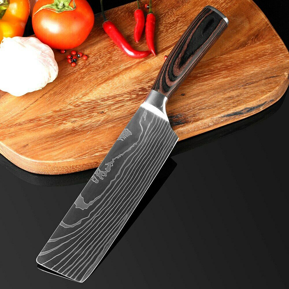7'' Kitchen Cleaver Knife Stainless Steel Japanese Damascus Style Chef's Knife - Fresh Stock Dated December 2025