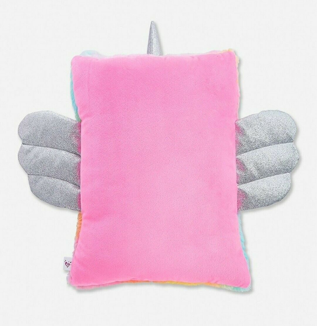 Justice LLamacorn Plush Throw Pouch Pillow Rainbow Pink Blue Yellow New w/ Tags - Fresh Stock Dated January 2026