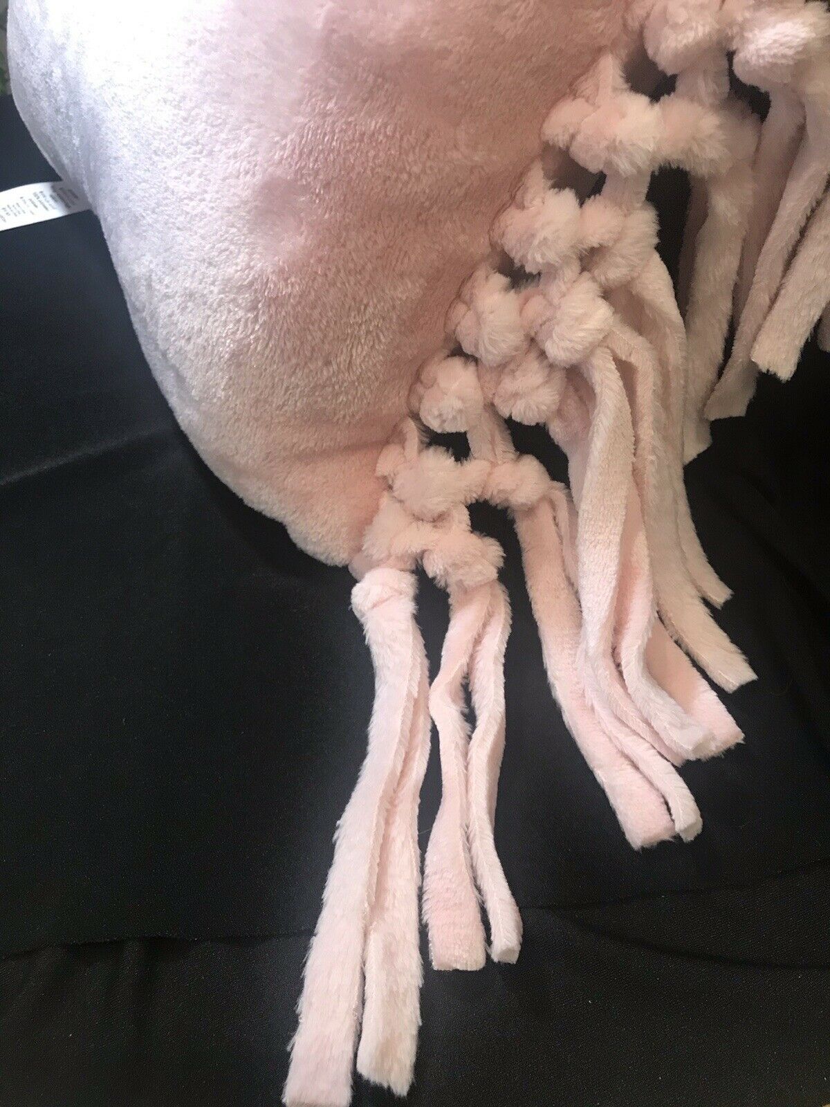 Pottery Barn PB Teen Plush Pink Soft Sherpa Throw Fringed Pillow 100% Polyester - Fresh Stock Dated December 2025