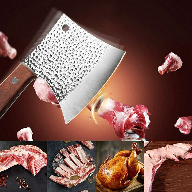 Chef Butcher Knife Bone Chopping Stainless Steel Forged Cleaver Kitchen Knife - Fresh Stock Dated December 2025