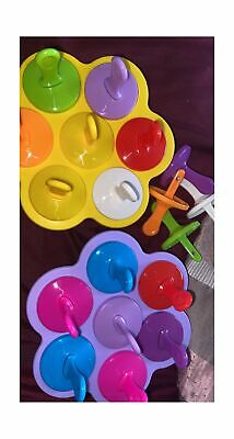 2 Pack Popsicle Molds 7-Cavity Colorful Baby Popsicle Molds Non Stick DIY Ice Po - Fresh Stock Dated December 2025
