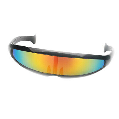 Futuristic Narrow Cyclops Color Mirrored Lens Sunglasses Party Costumes - Fresh Stock Dated February 2026