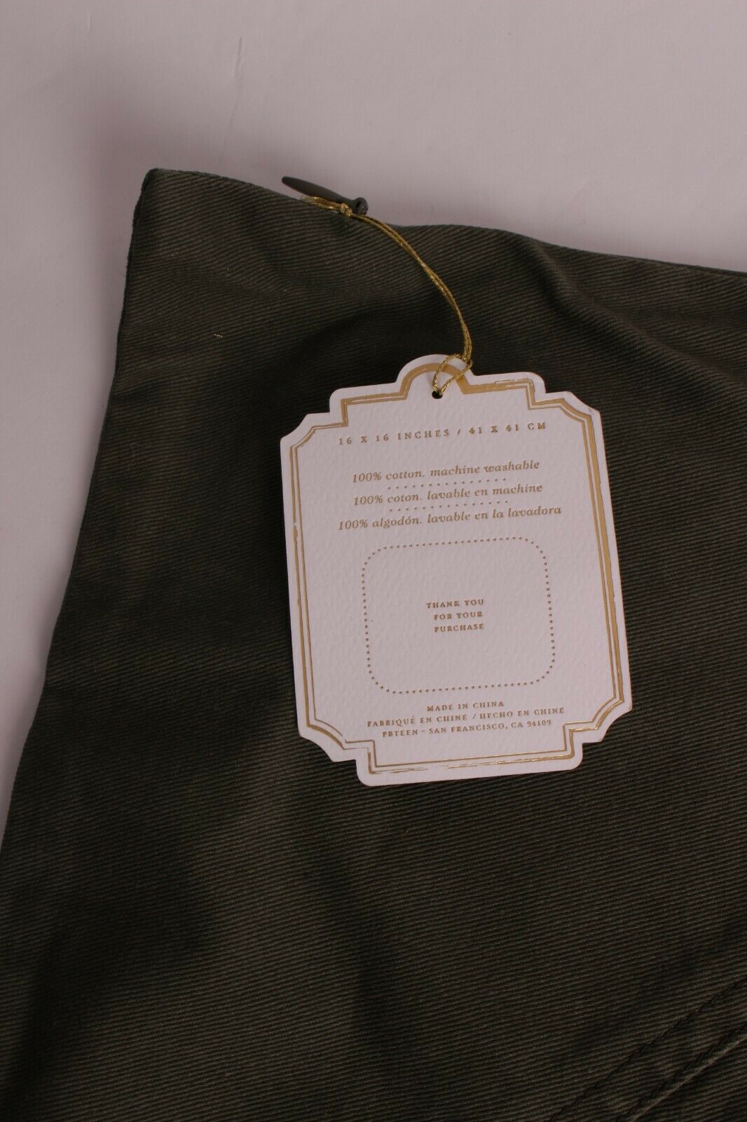 Pottery Barn PB Teen Emily & Meritt Studded Army jacket pillow cover, 16x16 - Fresh Stock Dated December 2025