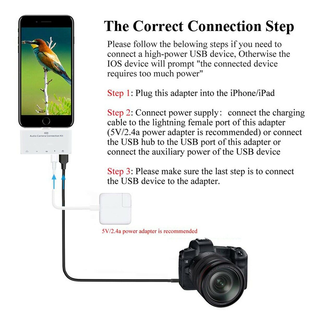 5-IN-1 Adapter Lightning Port to 5 ports Hub to Charge, Listen, Extended Storage - Fresh Stock Dated February 2026