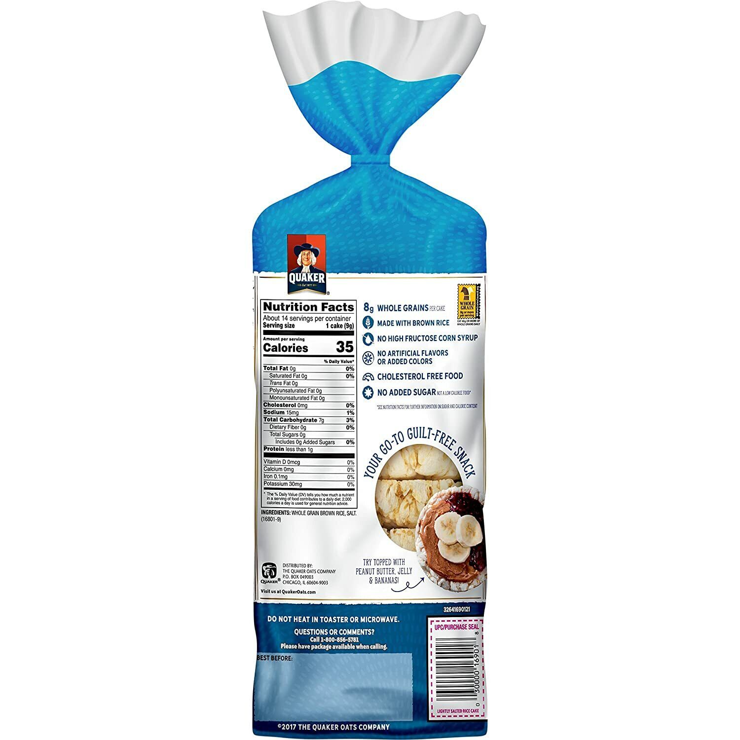 Quaker Rice Cakes, Lightly Salted, 4.47 oz (Pack of 2) - Fresh Stock Dated February 2026